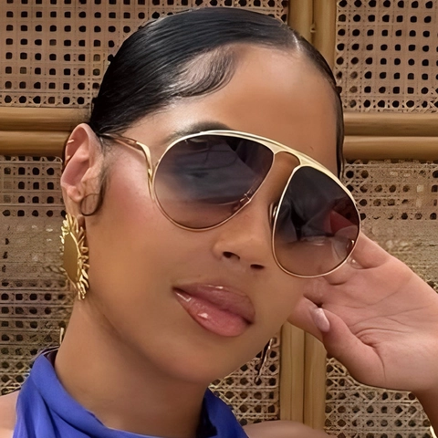 Vintage Damen Pilotenbrille Grosser Rahmen Metall UV400 Schutz Farbverlauf Brillenglas Mode Streetwear Sonnenbrille