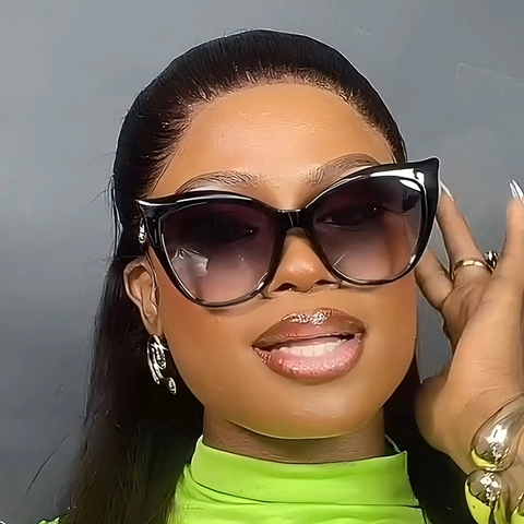 Women Cat Eye Sunglasses Oversized UV400 Protection Metal PC Frame Gradient Lens Fashion Vintage Outdoor Eyewear