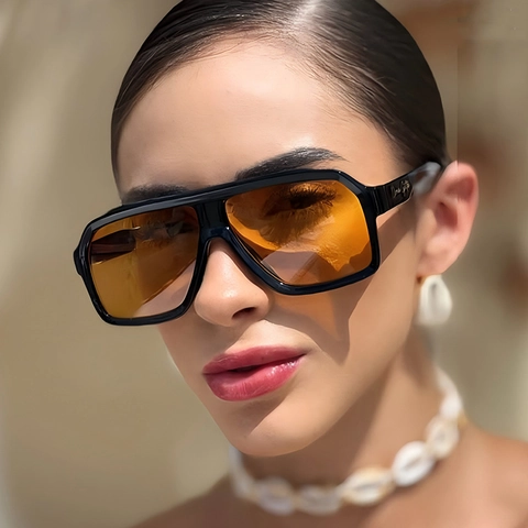 Oversized Square Sunglasses Retro PC Frame AC Lens UV400 Protection Vintage Aviator Shades For Men Women