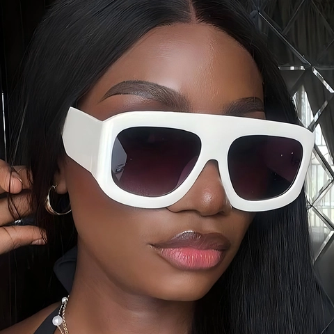 Gafas De Sol Cuadradas Oversized Flat Top Moda Protección UV400 Lente AC Montura PC Retro Streetwear Estilo Unisex