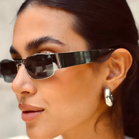 Square Sunglasses Metal Frame UV400 Protection Y2K Fashion Rectangular Sun Glasses For Women Trendy Outdoor Eyewear