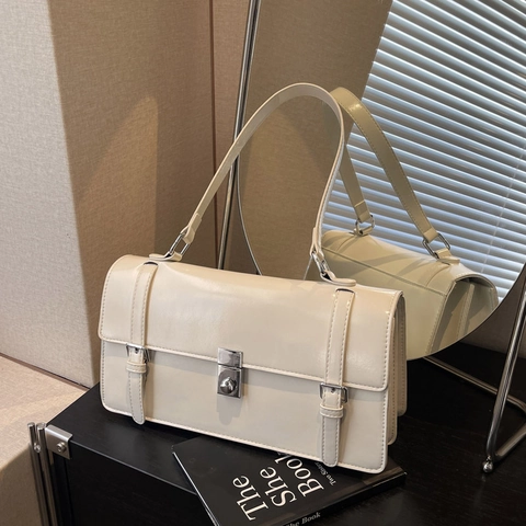 Vrouwen Retro PU Lederen Messenger Bag Flap Crossbody Schoudertas Met Zilveren Gesp Elegante Dagelijks Kantoor Satchel Tas
