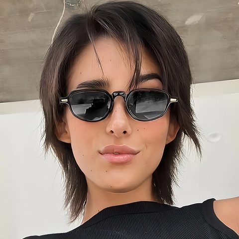 Retro Rectangular Sunglasses Women Men Small Frame UV400 Protection PC Frame Stylish Trendy Eyewear Outdoor Sunshade