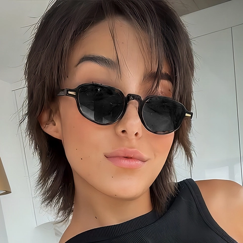 Retro Rectangular Sunglasses Women Men Small Frame UV400 Protection PC Frame Stylish Trendy Eyewear Outdoor Sunshade