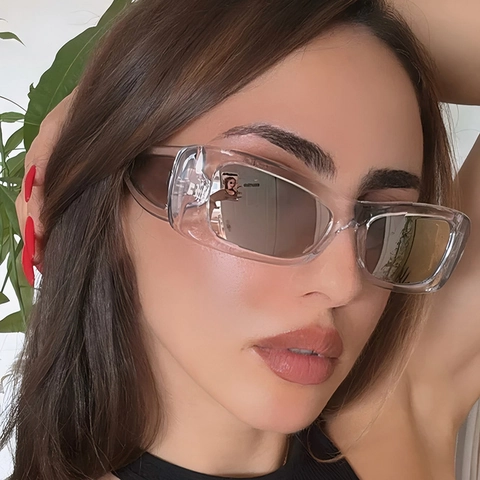 Gafas De Sol Rectangulares De Moda Protección UV400 Montura PC Lentes AC Y2K Retro Hip Hop Hombres Mujeres