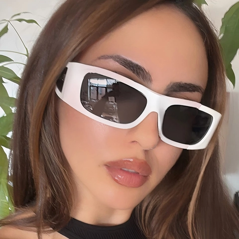 Gafas De Sol Rectangulares De Moda Protección UV400 Montura PC Lentes AC Y2K Retro Hip Hop Hombres Mujeres