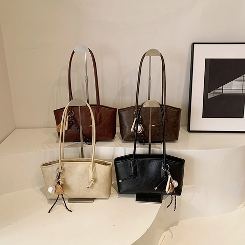 Γυναικείο Τσάντα Ώμου από Δέρμα PU Μόδας Commuter Tote Bag Μινιμαλιστική Τσάντα Underarm Με Κρεμαστό Casual Τσάντα Χειρός