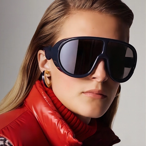 Gafas De Sol De Pantalla Sobredimensionadas Protección UV400 Resistente Al Viento Montura PC Lente AC Deporte Al Aire Libre Estilo Futurista Unisex