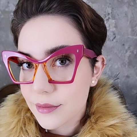 Montature Per Occhiali Da Vista Cat Eye Per Donna Anti Luce Blu Materiale PC Moda Elegante Lenti Trasparenti