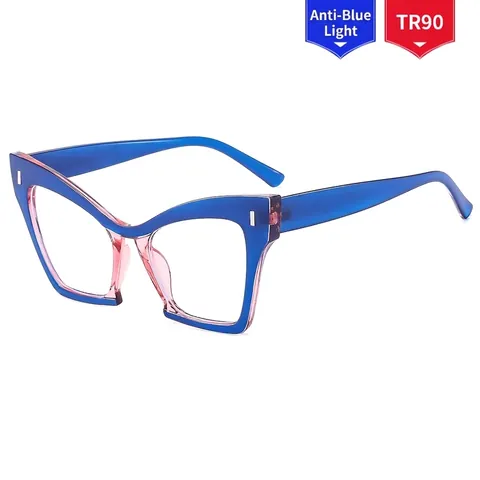 Montature Per Occhiali Da Vista Cat Eye Per Donna Anti Luce Blu Materiale PC Moda Elegante Lenti Trasparenti