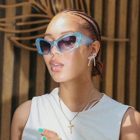 Retro Cat Eye Sunglasses UV400 Protection Glitter Frame Vintage Y2K Style Eyewear For Outdoor Fashion Women Men