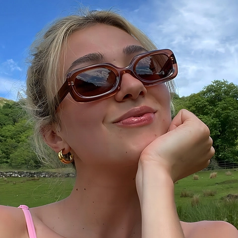 Lunettes De Soleil Ovales Rétro UV400 Monture PC Verres AC Voyage Style Y2K Ins Damier Léopard Pour Femmes Hommes