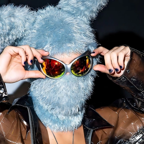 Futuristische Sonnenbrille PC Rahmen UV400 Schutz Groß Wrap Around Y2K Stil Irregulär Cyberpunk Trendy Brillen
