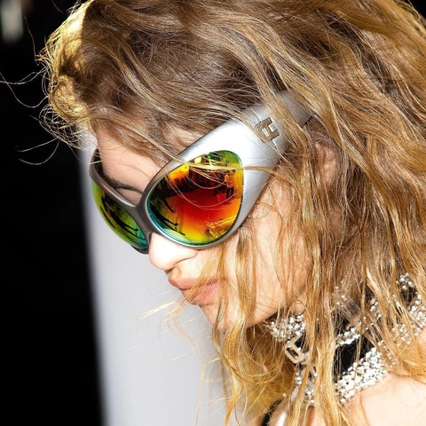 Futuristische Sonnenbrille PC Rahmen UV400 Schutz Groß Wrap Around Y2K Stil Irregulär Cyberpunk Trendy Brillen