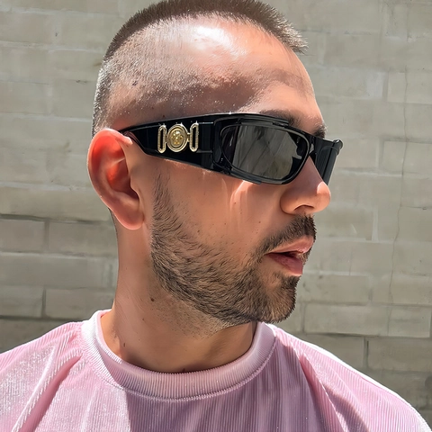 Square Sunglasses PC AC Lens UV400 Protection Metal Decoration Vintage Punk Eyewear Outdoor Travel For Women Men