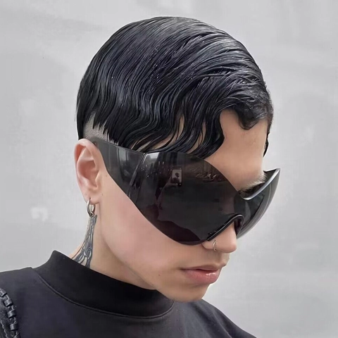 Lunettes De Soleil Shield Futuristes Y2K Intégrées Surdimensionnées Sans Monture PC UV400 Protection Style Cyberpunk Pour Femmes