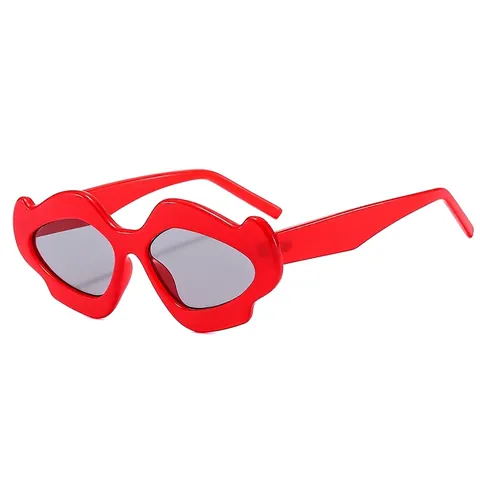 Occhiali Da Sole Con Montatura A Onde Irregolari Forma Di Labbra Protezione UV400 PC Occhiali Novità Per Donna Viaggi All'Aperto