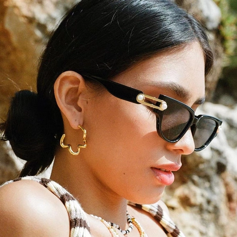 Occhiali Da Sole Occhio Di Gatto Da Donna Con Decorazione Di Künstliche Perle Moda Retrò Protezione UV400 Montatura In Plastica Metallo