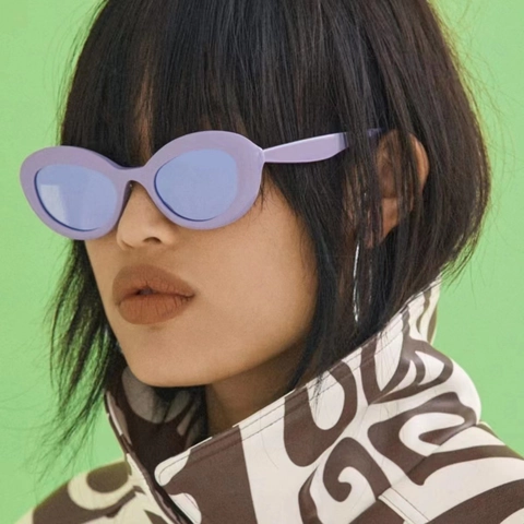 Retro Cat Eye Oval Sunglasses UV400 Protection Small Frame PC Fashion Y2K Eyewear For Women