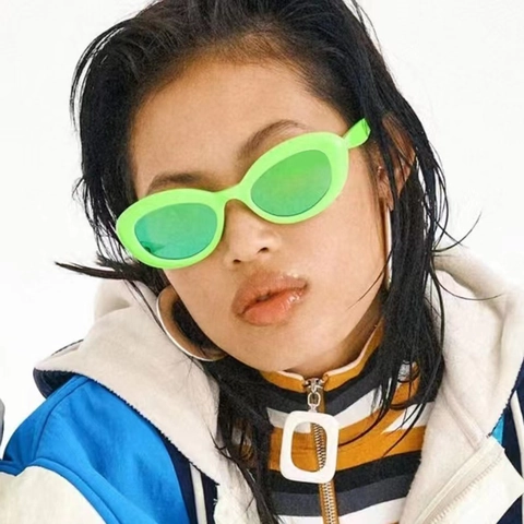 Retro Cat Eye Oval Sunglasses UV400 Protection Small Frame PC Fashion Y2K Eyewear For Women