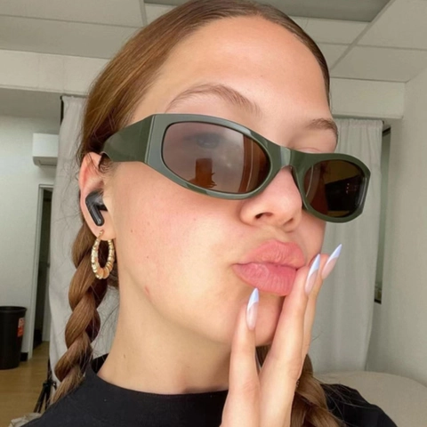 Gafas De Sol Ovaladas Retro Montura PC Lentes AC Protección UV400 Estilo Y2K Punk Futurista Para Hombres Mujeres