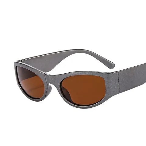 Gafas De Sol Ovaladas Retro Montura PC Lentes AC Protección UV400 Estilo Y2K Punk Futurista Para Hombres Mujeres