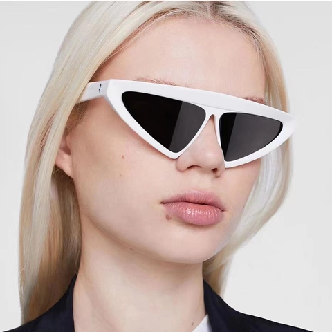 Gafas De Sol Triangulares Retro Punk Ojo De Gato Marco Grueso Geométrico Material PC Protección UV400 Moda