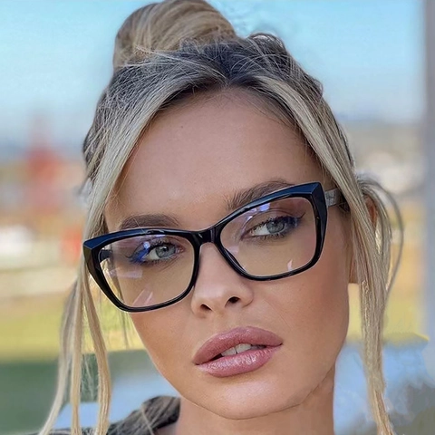 Montatura Occhiali Da Vista A Gatto TR90 Filtro Luce Blu Leggera Moda Per Donne Cerniera A Molla