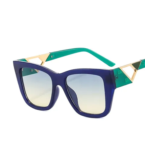 Lunettes De Soleil Carrées Surdimensionnées Monture Plastique Métal Protection UV400 Mode Streetwear Femmes Tendance Color Block