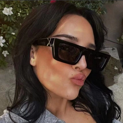 Square Sunglasses Retro Rectangular PC Frame UV400 Protection X-Decor Temples Punk Hip Hop Fashion Eyewear