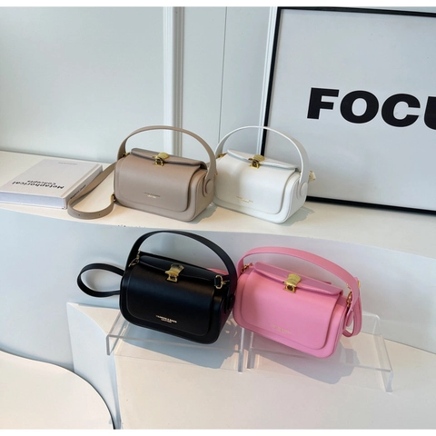 Damen Handtasche Umhängetasche Aus PU Leder Mit Goldenem Muschelverschluss Klappenverschluss Tragegriff Retro Box Bag Schick