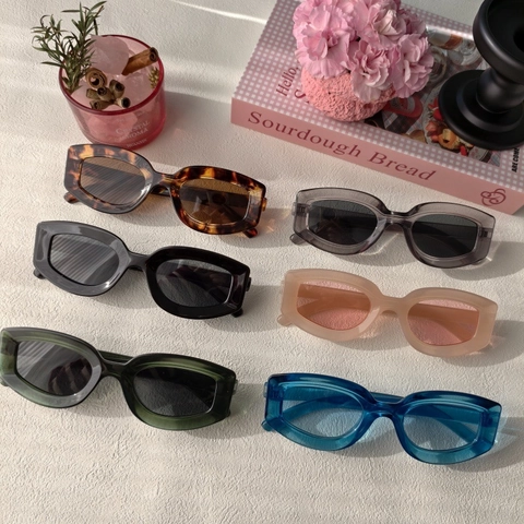 Gafas De Sol Rectangulares Retro Montura PC Protección UV400 Vintage Punk Streetwear Chic Para Mujeres Hombres