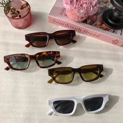 Gafas De Sol Rectangulares Retro Cuadradas Marco Pequeño Protección UV400 Vintage Chic Lente De Resina Montura PC Unisex
