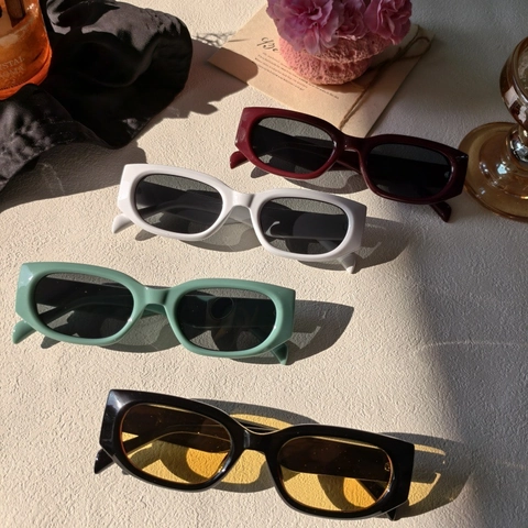 Occhiali Da Sole Rettangolari Retrò Moda Vintage Protezione UV400 Montatura In Resina Hip Hop Streetwear Per Uomini E Donne
