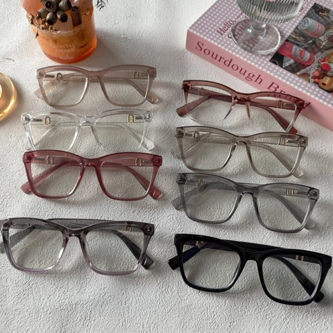 Montura De Gafas Cuadradas Sobredimensionadas Anti Luz Azul De Resina Con Decoración Metálica En U Para Mujeres Hombres