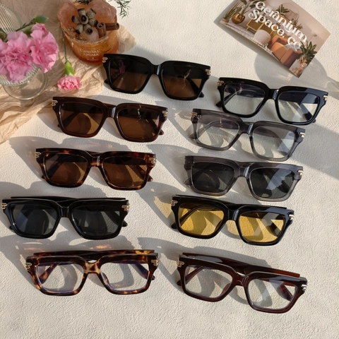 Vintage Square Sunglasses UV400 Protection PC Frame Resin Lens Metal Hinge Decor For Men Women Outdoor Driving Eyewear