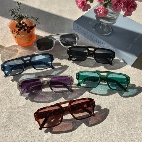 Fashion Oversized Square Sunglasses Double Bridge UV400 Protection PC Frame Retro Driving Eyewear Unisex Casual Accessory