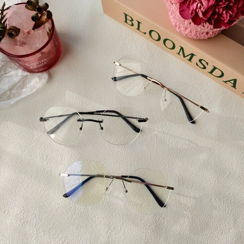 Gafas Sin Montura De Metal Lentes Transparentes Moda Geométrica Retro Para Hombres Y Mujeres