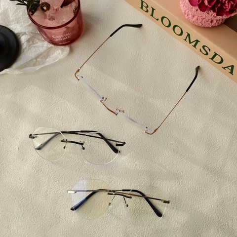 Gafas Sin Montura De Metal Lentes Transparentes Moda Geométrica Retro Para Hombres Y Mujeres