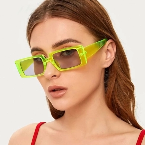 Gafas De Sol Rectangulares Vintage Protección UV400 Montura PC Lente AC Moda Tendencia Cuadradas Mujeres Hombres