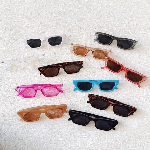 Gafas De Sol Retro Cat Eye Montura Rectangular Estrecha Vintage Protección UV400 Lentes De PC AC Moda Para Mujeres Hombres