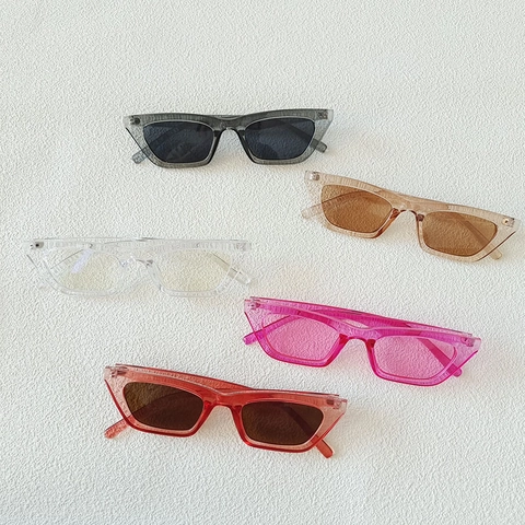 Gafas De Sol Retro Cat Eye Montura Rectangular Estrecha Vintage Protección UV400 Lentes De PC AC Moda Para Mujeres Hombres