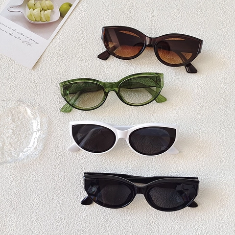 Gafas De Sol Ojo De Gato Montura Ovalada Retro PC Protección UV400 Mujeres Hombres Moda Callejera