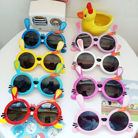 Occhiali Da Sole Polarizzati Bambini Forma Coniglio Cartone Animato Protezione UV Montatura Flessibile TPEE Ragazzi