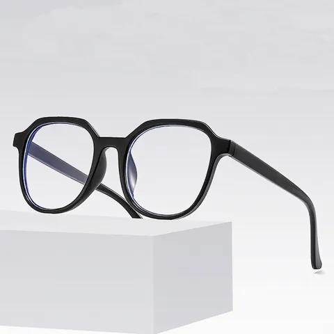 Dames Retro Geometrische Polygoon Blauw Licht Filter Bril Mode Oversized Volledig Montuur PC Optische Bril Dagelijkse Oogbescherming Sierbril