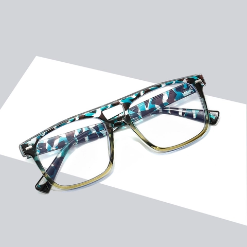 Occhiali Anti Luce Blu Quadrati Retro Doppio Ponte Montatura PC Lenti AC Moda Vintage Unisex Montatura Ottica