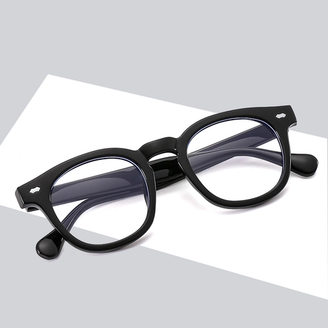 Montature Per Occhiali Anti Luce Blu Rotonde Retrò Plastica Moda Lenti Trasparenti Per Uomini Donne Stile Vintage Con Rivetti