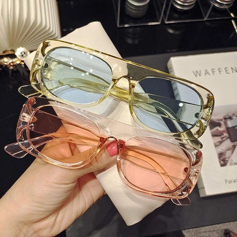 Gafas De Sol Cuadradas Rectangulares Retro De Gran Tamaño Vintage Montura De PC Lentes De AC Unisex Protección UV400 Moda
