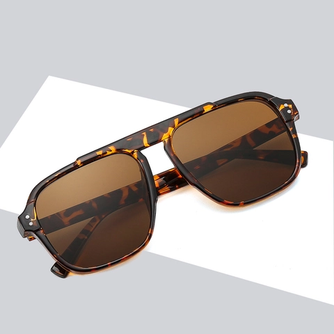Vintage Vierkante Zonnebril Voor Vrouwen Mannen Retro Groot Frame Zonnebril UV400 Bescherming Dubbele Brug Mode Eyewear