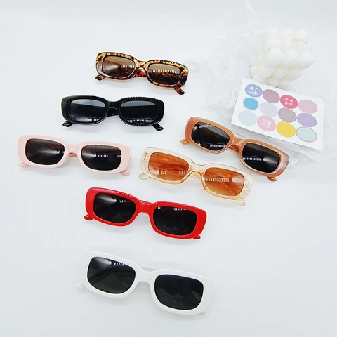 Kids Rectangle Sunglasses Plastic Frame UV400 Protection Retro Y2K Fashion Catwalk For Boys Girls